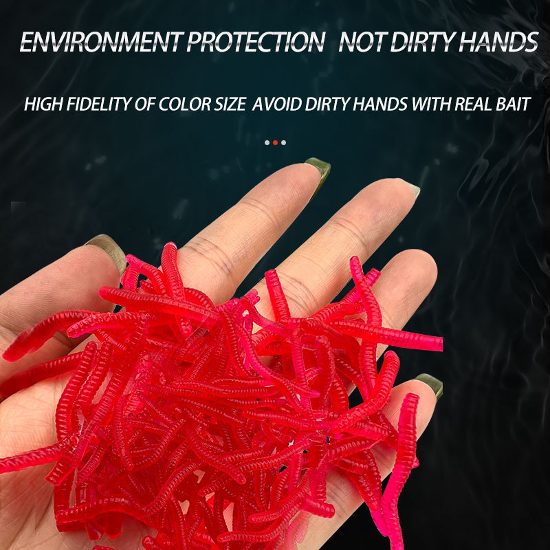 200PCS a bag of 3.5cm high quality silicone smell fishing soft worm bait earthworm bait