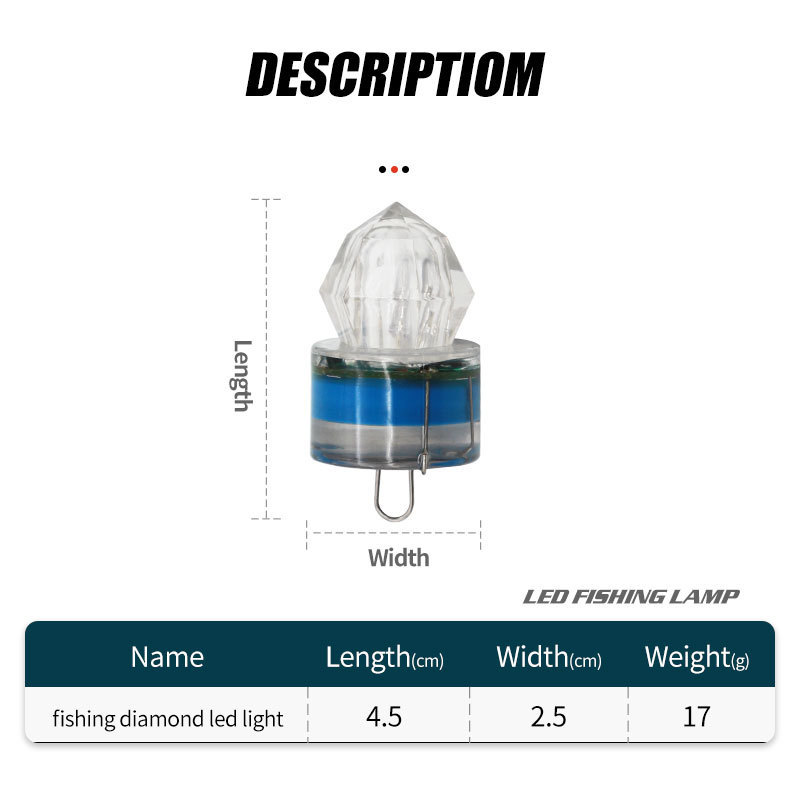 Depth LED light Underwater Squid Fishing Lures Bait Deep Drop Diamond Lights