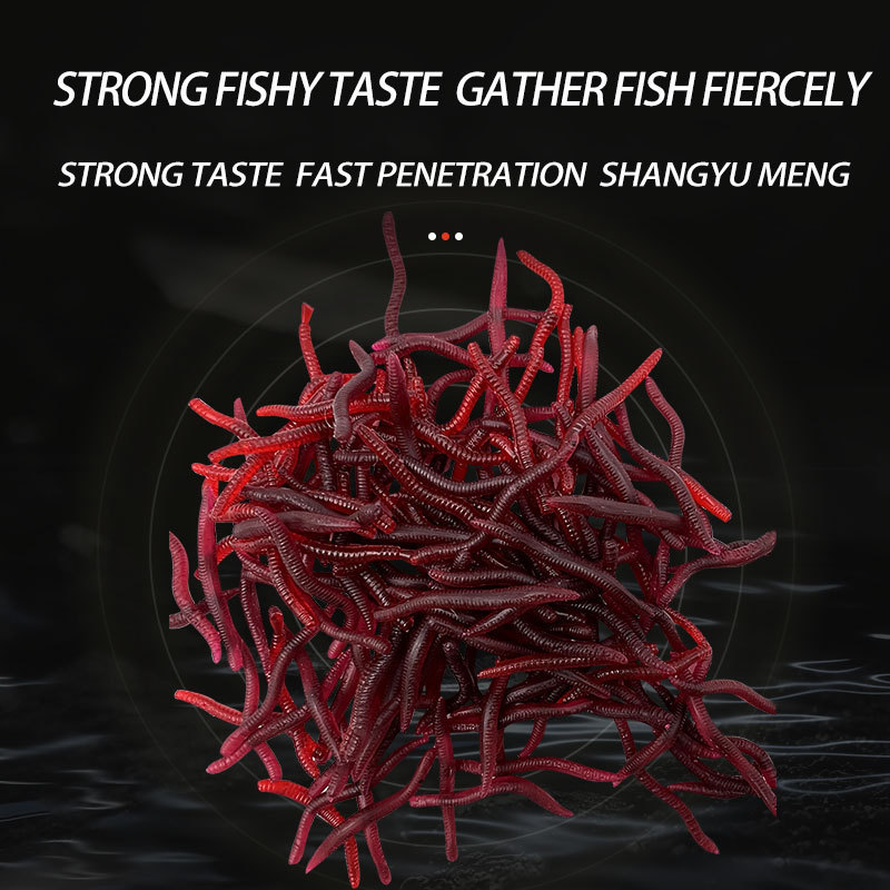 200PCS a bag of 3.5cm high quality silicone smell fishing soft worm bait earthworm bait