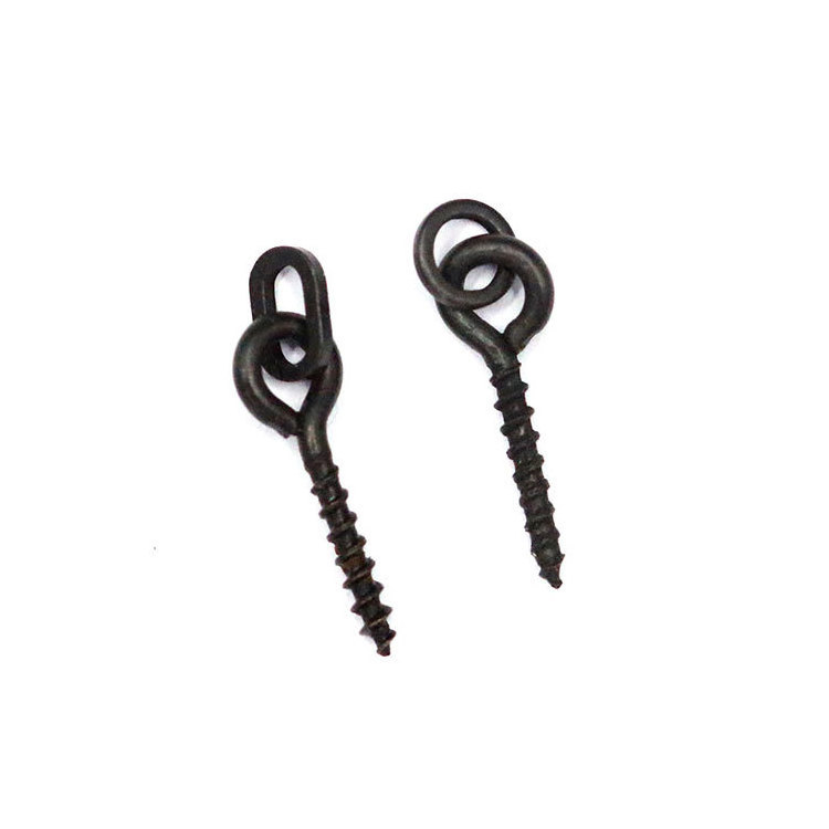 12mm Carp fishing swivels boilies bait screw with round link loop hook holder matte black link