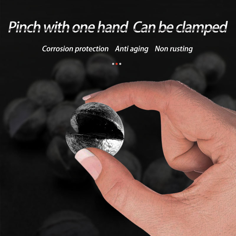 110pcs/box Carp Fishing Sinkers Open Bite Lead Clip Clamp Down Sinker Round Mouth Weight split shot sinkers