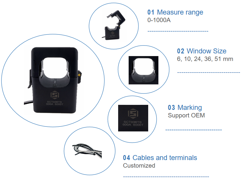 SCT series1A-3000A high accuracy transformer current split core ct current transformer