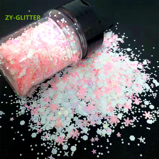 Wholesale Christmas snow shaped glitter in bulk materials polyester glitter Accepted color shape labels and package custom