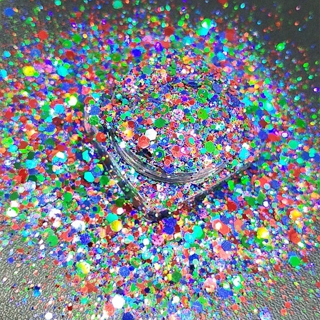 Bright Rainbow Candy Sparkle mixes Shapes chunky glitter confetti