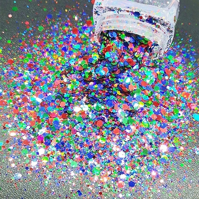 Bright Rainbow Candy Sparkle mixes Shapes chunky glitter confetti