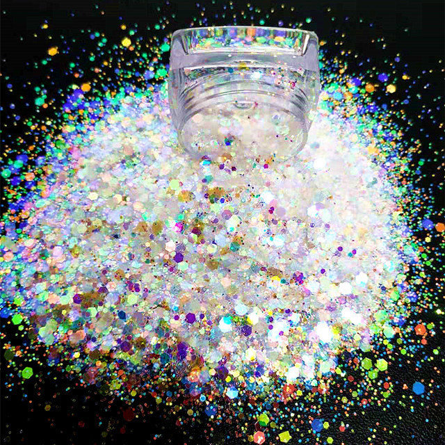 High quality White iridescent glitter that glitters is rainbow for mixing into epoxy floor UV resistant heat resistant etc.