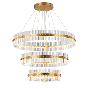 Wholesale Hotel Lobby Luxury Gold Color Villa High Ceilings Hanging Lights Crystal Chandelier Light Fixture