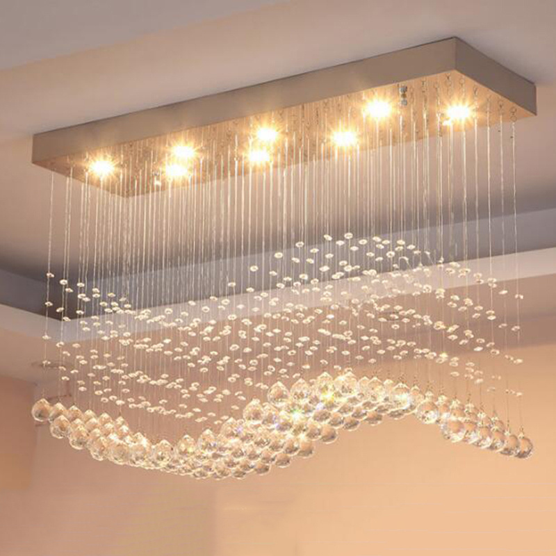 Modern K9 crystal chandelier dining Chandelier Creative personality modern Rectangle crystal lamp dining room pendant light