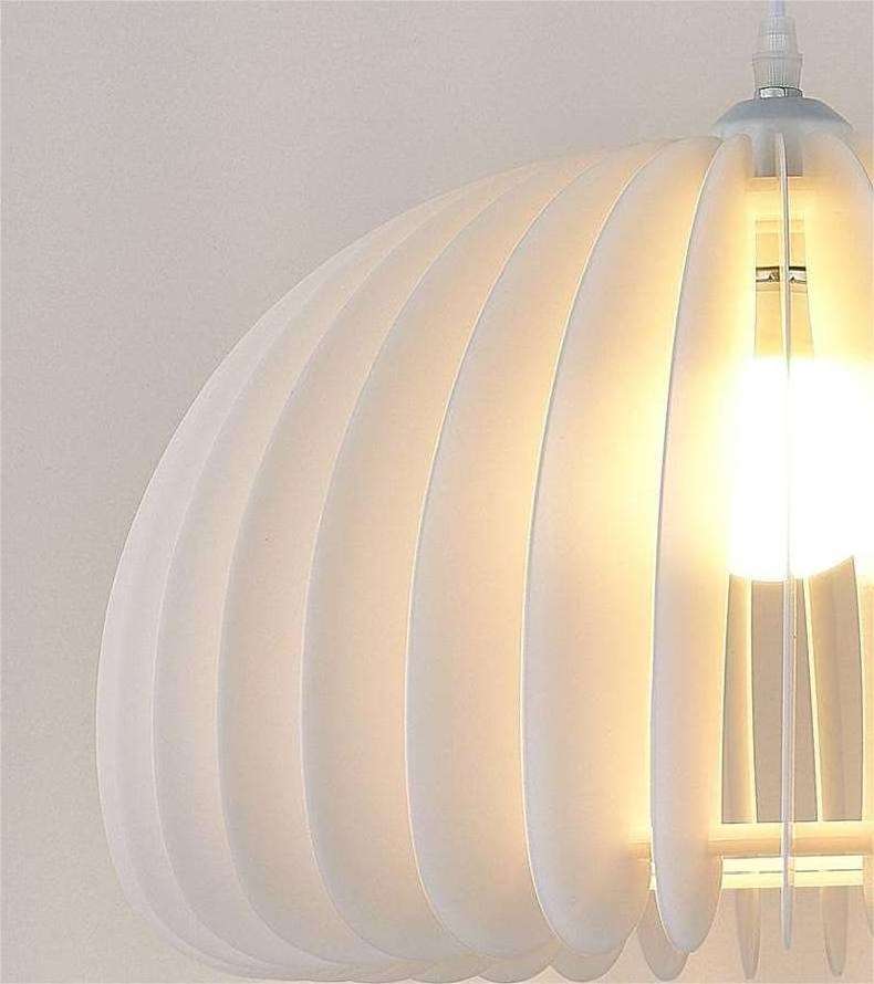 Home Decor nordic minimalist simple wood white pumpkin louver restaurant pendant light for bedside