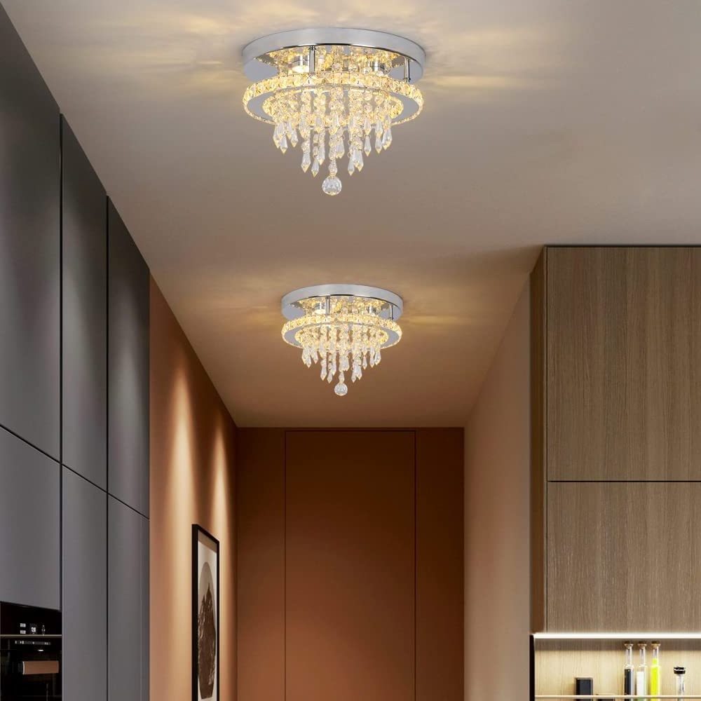 Crystal ceiling light round light luxury modern corridor corridor simple balcony entry ceiling light creative bedroom lamps