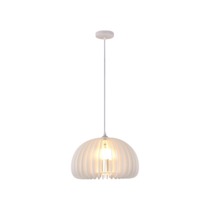 Home Decor nordic minimalist simple wood white pumpkin louver restaurant pendant light for bedside