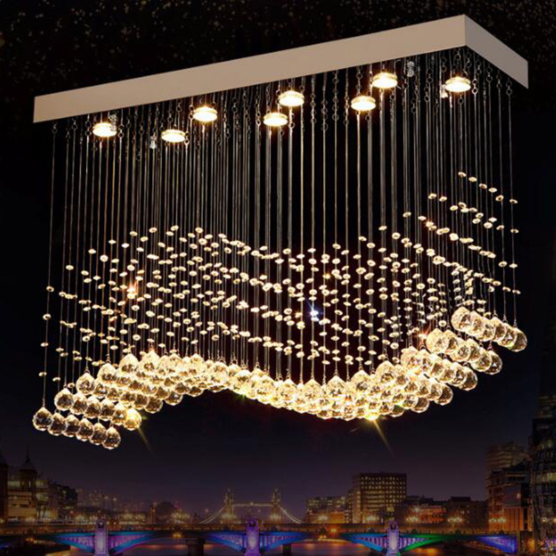 Modern K9 crystal chandelier dining Chandelier Creative personality modern Rectangle crystal lamp dining room pendant light