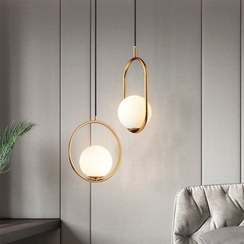 LED Decorative Nordic Modern Hanging Lamp Hotel Restaurant Dining Room Creative Glass Ball Pendant Light For Living Room