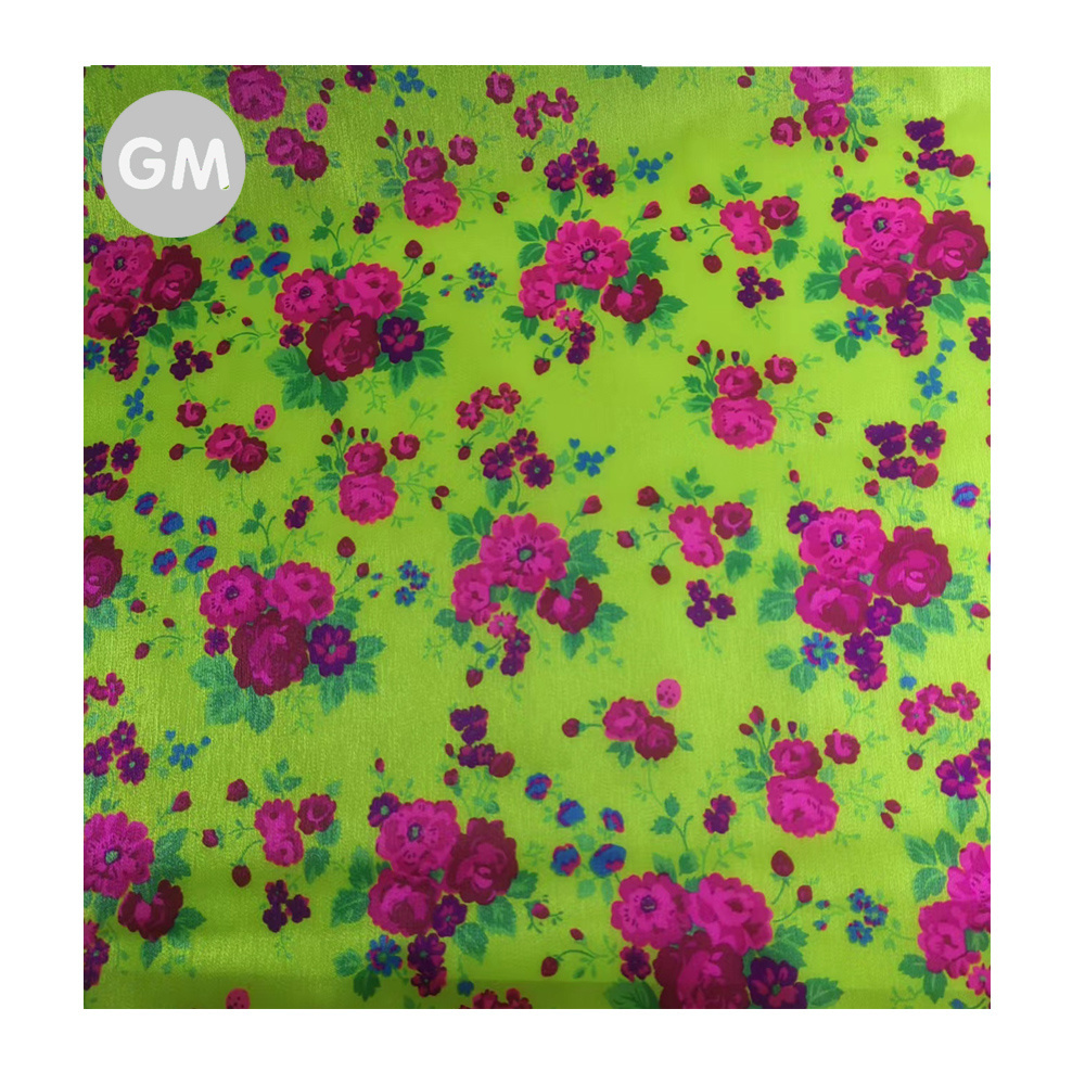 Japanese satin li loos Nylon Satin printing dresses cloth Nylon organza printed fabric Korean satin fabric