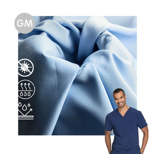 TC cotton plain water resistance medical uniform scrubs fabric with high water proof dyed fabric chlorine