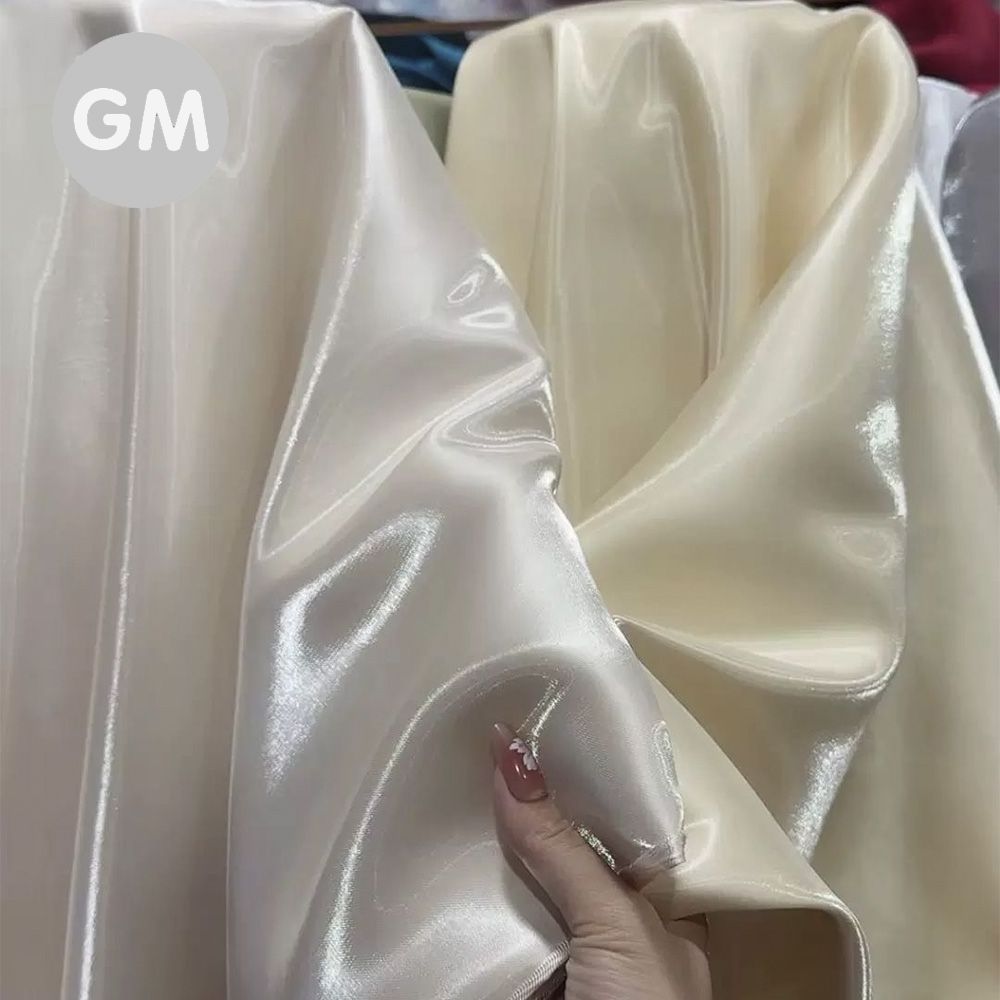 SHINY LUSTER LIQUID GAZA ORGANZA SHIMMER FABRIC FOR FASHION APPAREL METALLIC CRYSTAL SILK