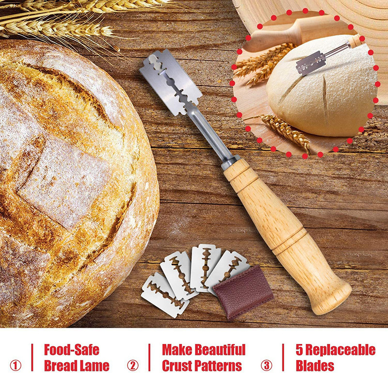 Bread Proofing Basket Set 10 inch Oval and 9 inch Round Rattan Proofing Basket with Whisk Bread Lame Scraper Brush