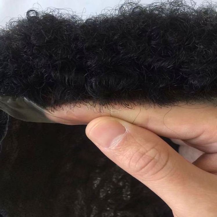 Afro Wigs 6'' Indian Human Hair Toupee Replacement Unit 8x10inch Male Hair Wig For Black Men