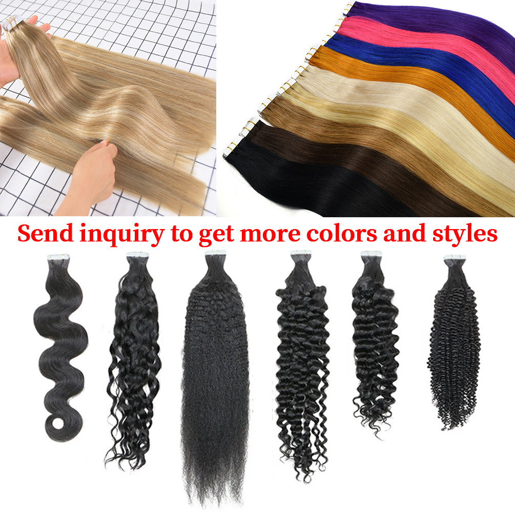 wholesale  virgin Indian double drawn invisible tape in  extensions , raw hair tape in hair extensions 100human hair