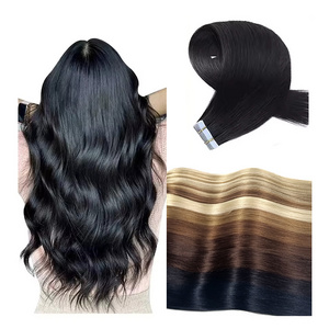 wholesale  virgin Indian double drawn invisible tape in  extensions , raw hair tape in hair extensions 100human hair