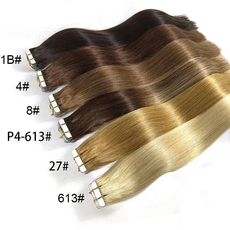 ISWEET burmese raw virgin hair tape in brazilian human hair extensions european invisible 100human hair peruvian hai