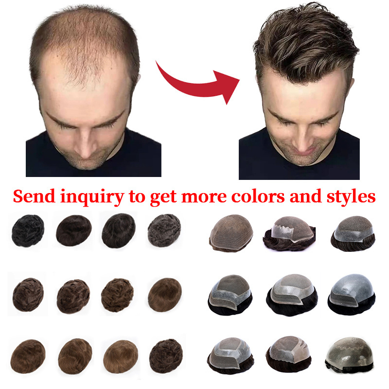 Hot Sell Toupee Afro Men Toupee Bang Cute Hairpieces PU base  Hair System Virgin Men Afro Toupee Lace Human Hair