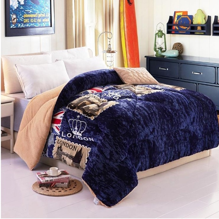 2021 High Quality Customized Home Textile 100% Polyester Printed Winter Quilting Fleece Quilt Blanket for Bedding