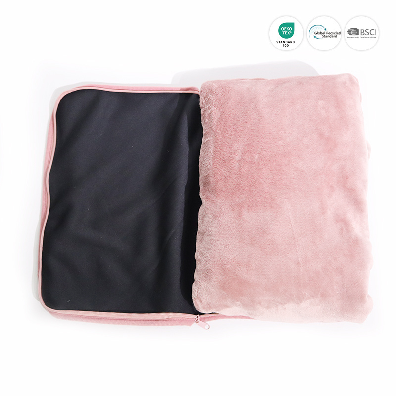 Premium Soft 2 in 1 Airplane Blanket with Soft Bag Pillowcase Hand Luggage Sleeve Backpack