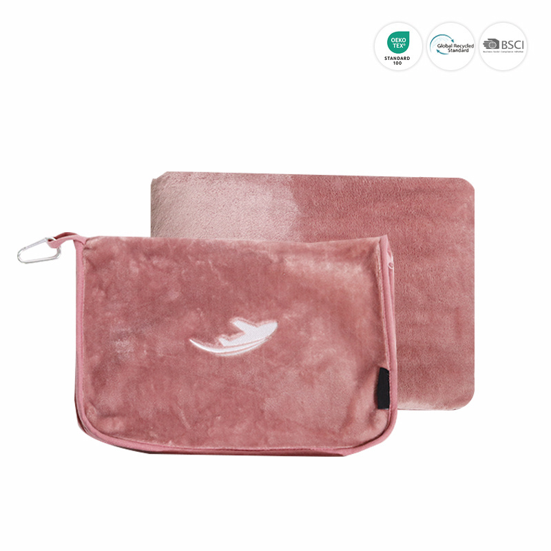 Premium Soft 2 in 1 Airplane Blanket with Soft Bag Pillowcase Hand Luggage Sleeve Backpack