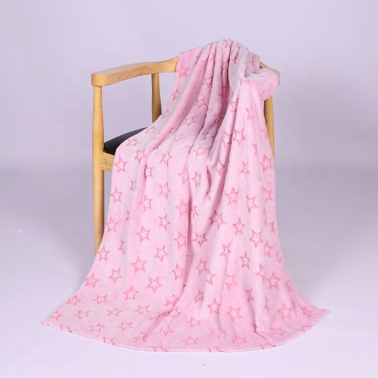 Ready to ship for kids and adults lovely soft flannel fleece  pink glow in the dark blanket stars stock