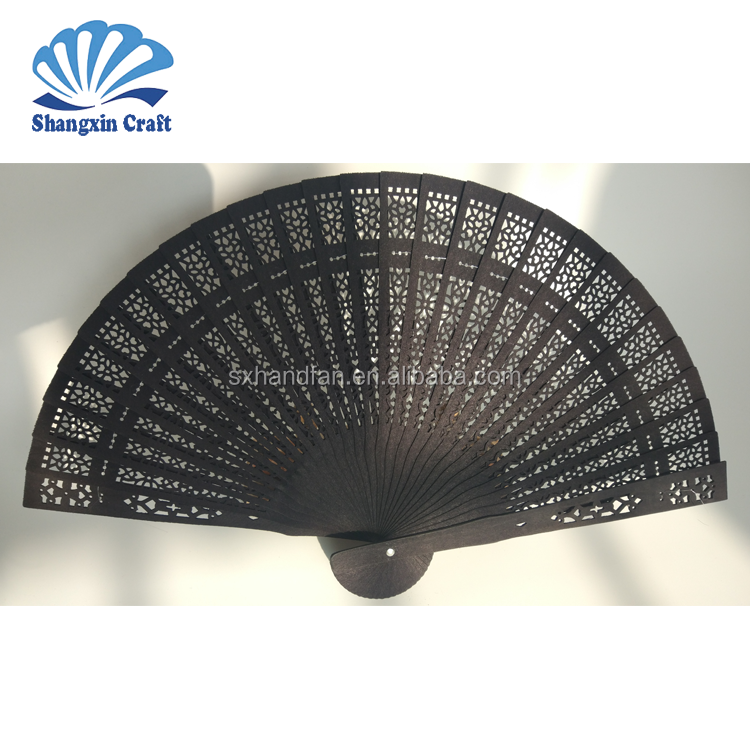 Wholesale Solid colors Black wooden hand fan