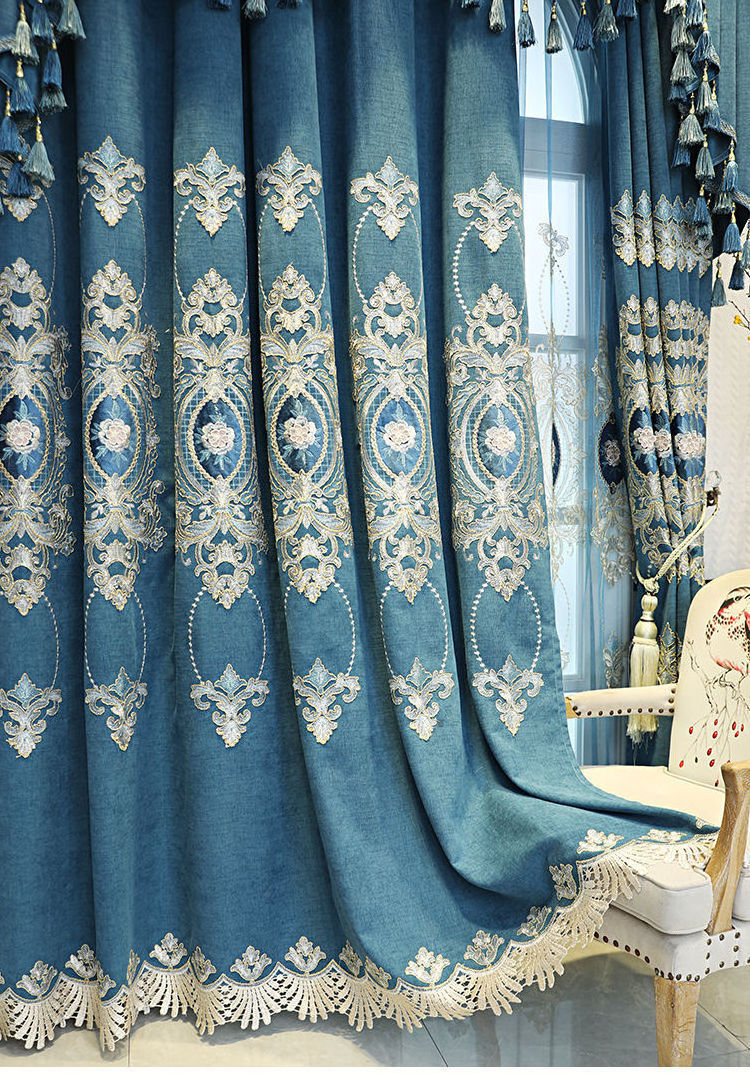 European Style Latest decorative luxury Turkish window curtains for the living room with valance attached