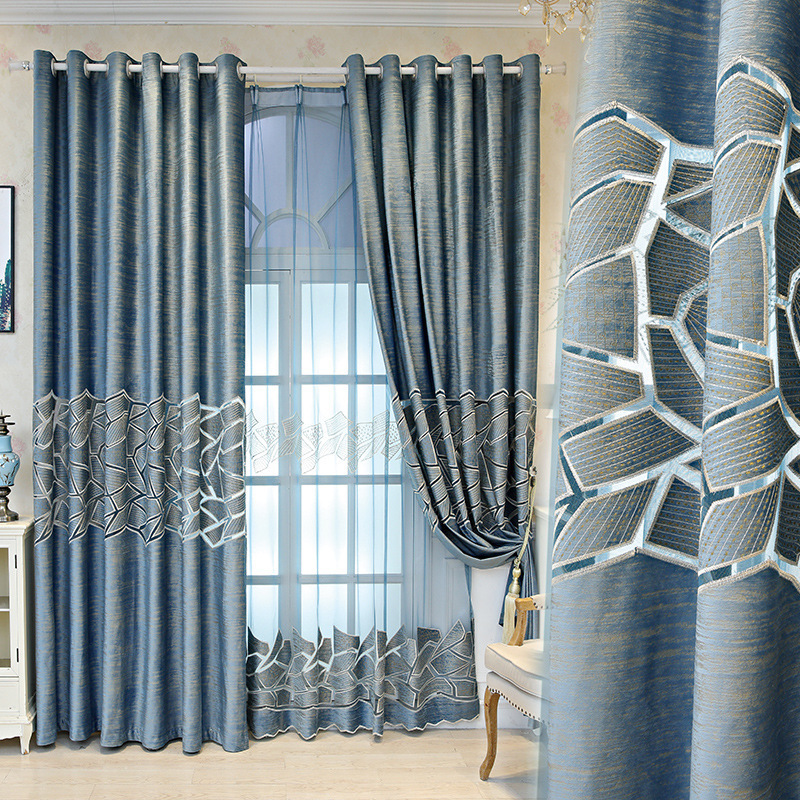 NEW Modern Hollow out design European Style Ready Made Embroidery Curtain for the Living Room and Bedroom