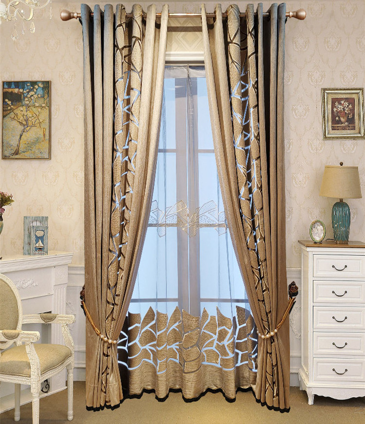 NEW Modern Hollow out design European Style Ready Made Embroidery Curtain for the Living Room and Bedroom