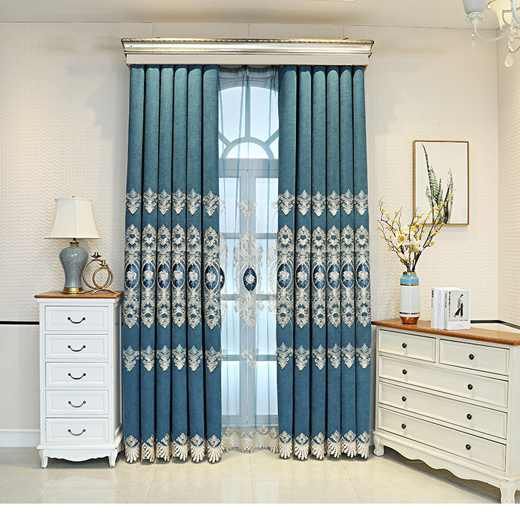 European Style Latest decorative luxury Turkish window curtains for the living room with valance attached