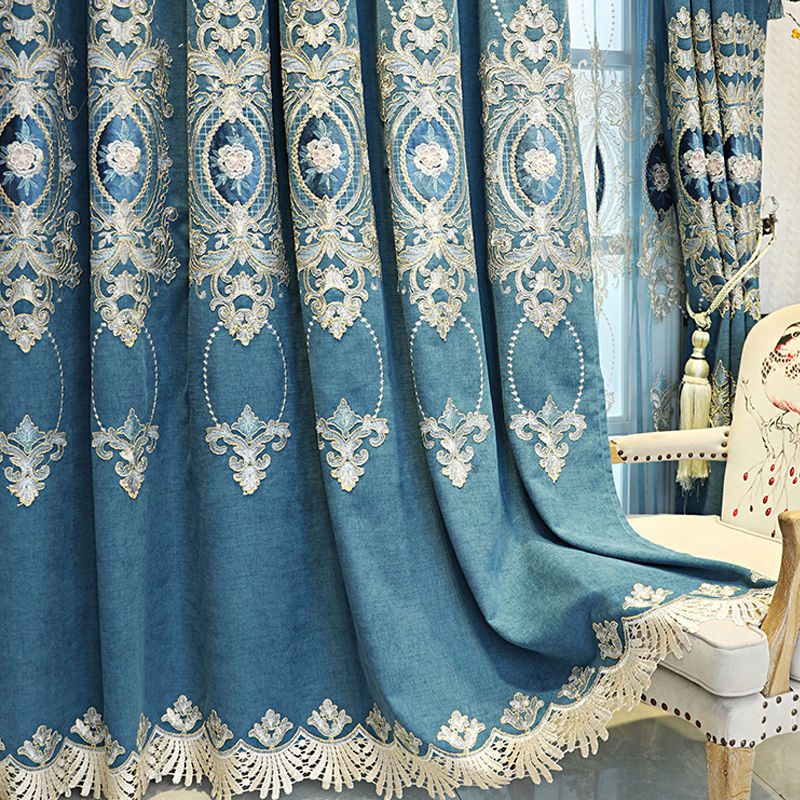 European Style Latest decorative luxury Turkish window curtains for the living room with valance attached