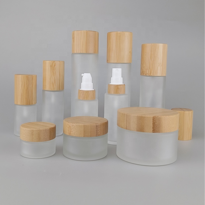 bamboo glass bottle and jar 30ml 50ml 100ml 120ml glass bottle serum bottle 30g 50g 150g 200g bamboo cosmetic jar face cream jar