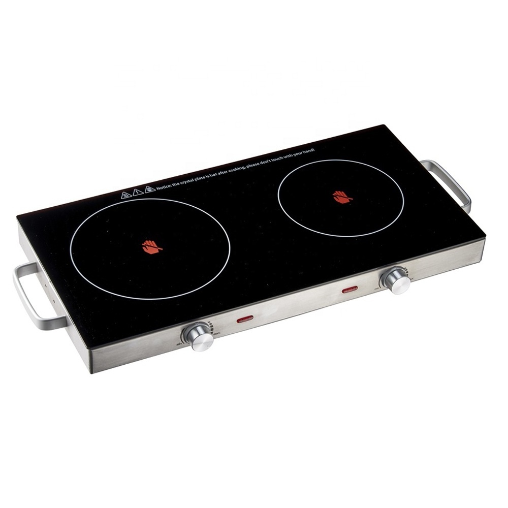 High quality 2800W 3200W electric stainless steel glass double induction ceramic infrared cooker stove