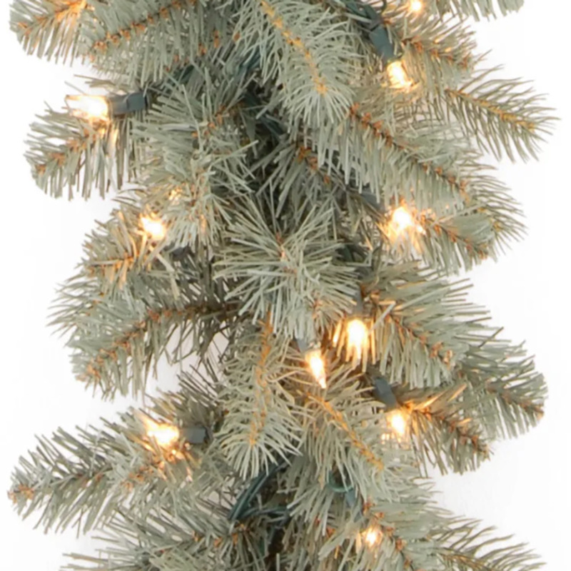 Artificial Christmas pine needles wreath branches greenery picks pine needle wreath decoration pine with LED lights