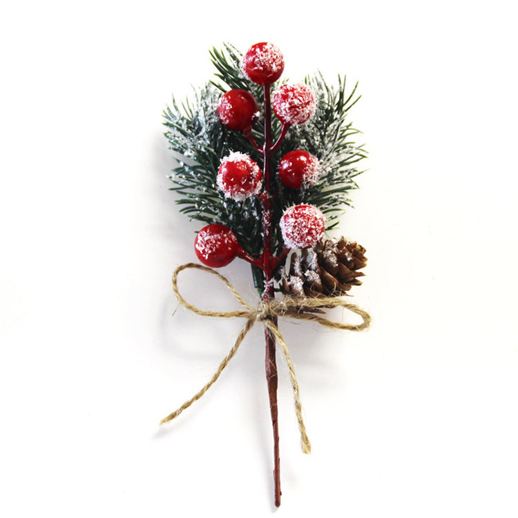 Artificial Christmas Red Stem Picks Red Berry And Pine Cone With  Branches For Holiday Decorations