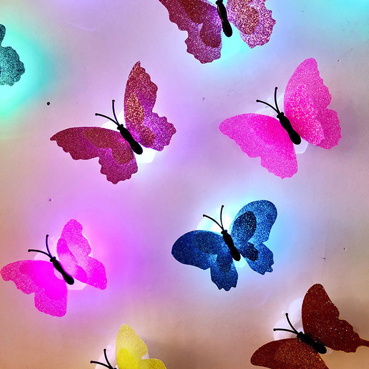 Modern popular wall lamp decals home decoration LED party butterfly stickers