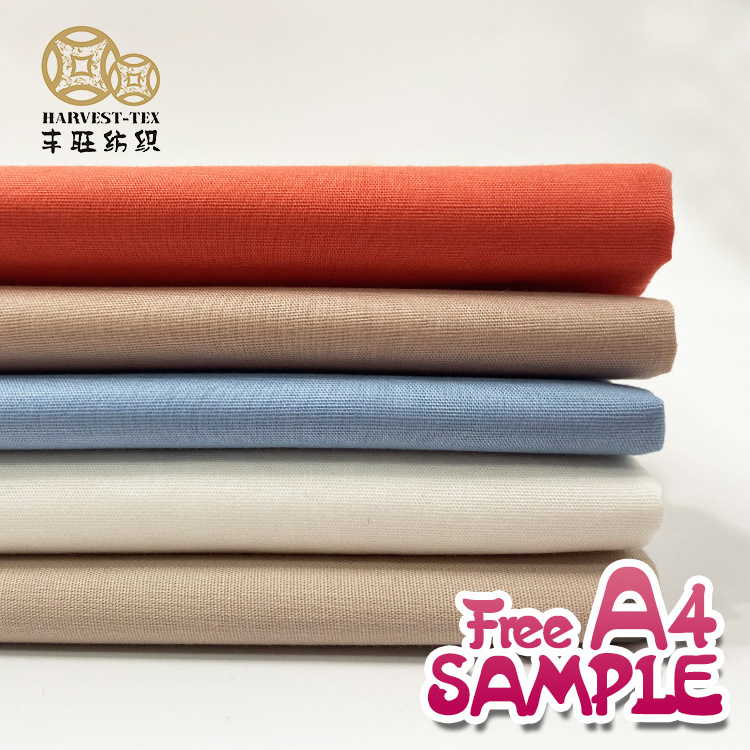 Harvest popular 40S organic gots certified cotton poplin stretch solid dyed fabric for apparel blouses shirt cotton fabric