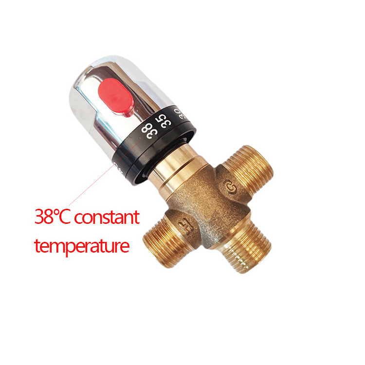 Brass pipe bathroom water temperature control faucet, solar thermostat valve, thermostat mixing valve