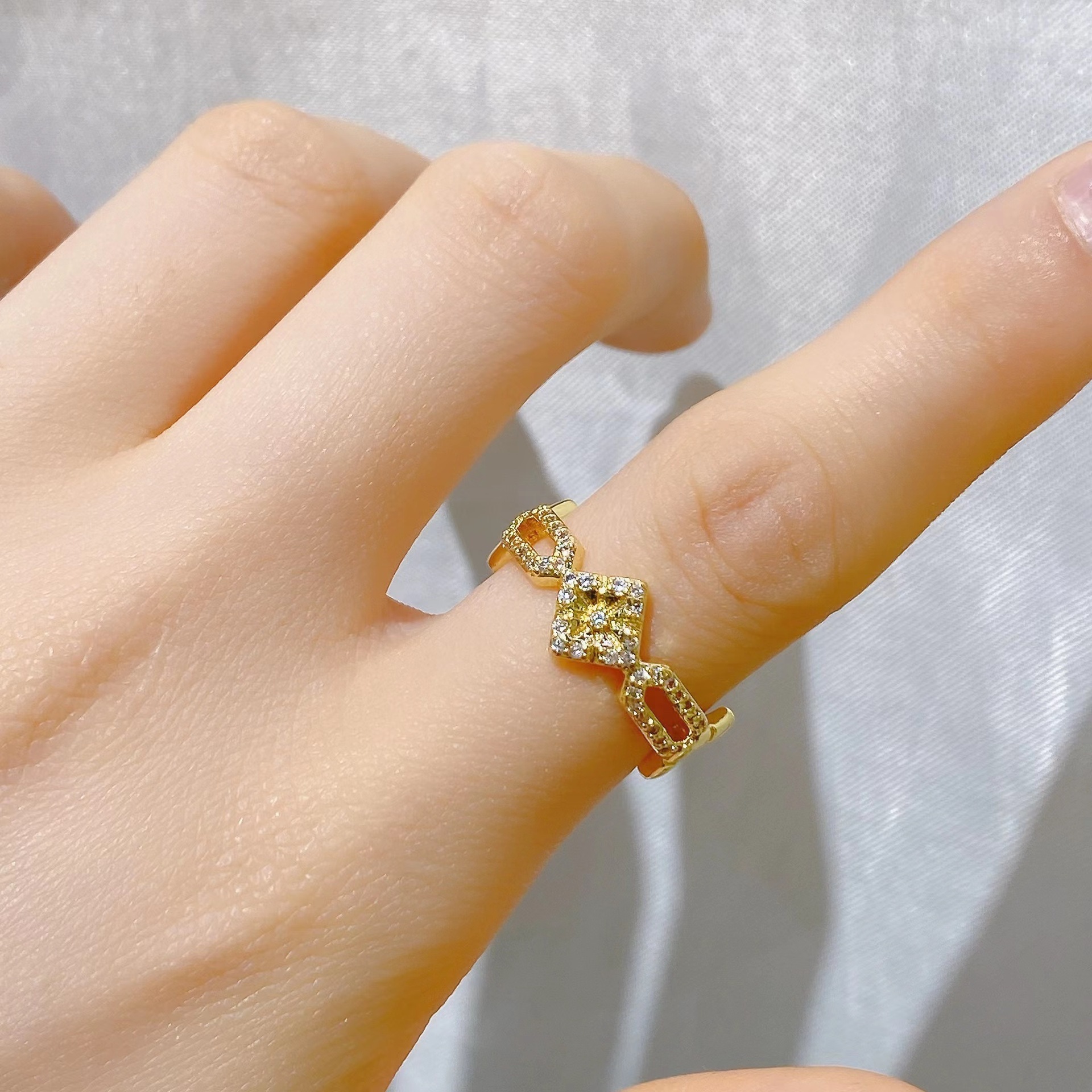 Everything copper zircon jewelry accessories open adjustable lucky four-leaf clover ring index finger ring female