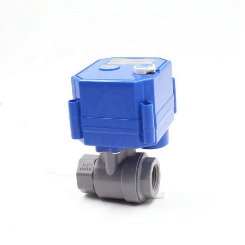 Mini plastic dn15 dn20 two way motorized ball valve with electric actuator manual operation 12v 24v 220v