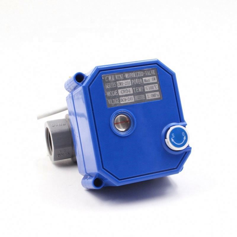 Mini plastic dn15 dn20 two way motorized ball valve with electric actuator manual operation 12v 24v 220v