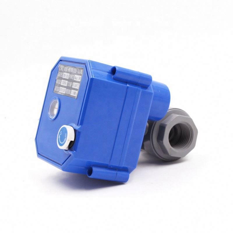 Mini plastic dn15 dn20 two way motorized ball valve with electric actuator manual operation 12v 24v 220v