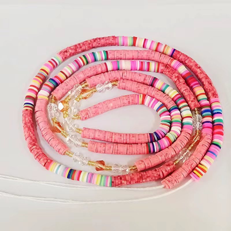 New Colorful polymer clay African waist bead body chain Fashion crystal waist chain Cotton lace body chain