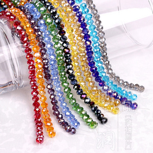 Crystal flat bead plating AB color DIY accessories loose beads colorful crystal glass round beads