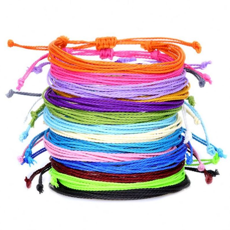 Accessories Wholesale Taiwan wax line hand woven bracelet multi-color rope braid friendship bracelet hand jewelry